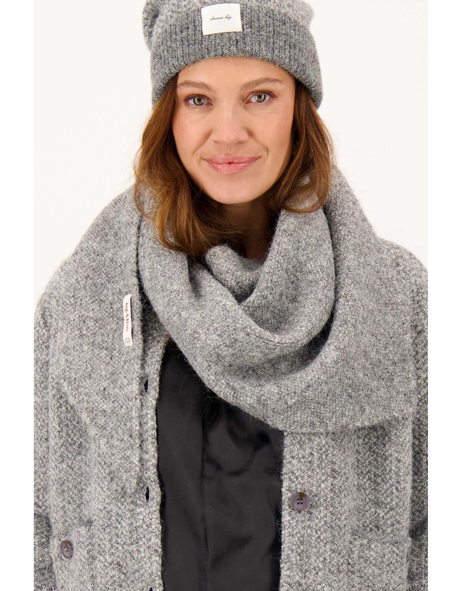 Sjaal triangle herringbone grey