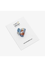 Haarspeld mini boog blauw/bruin