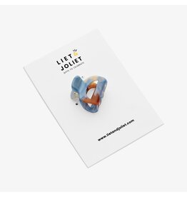 Haarspeld mini boog blauw/bruin