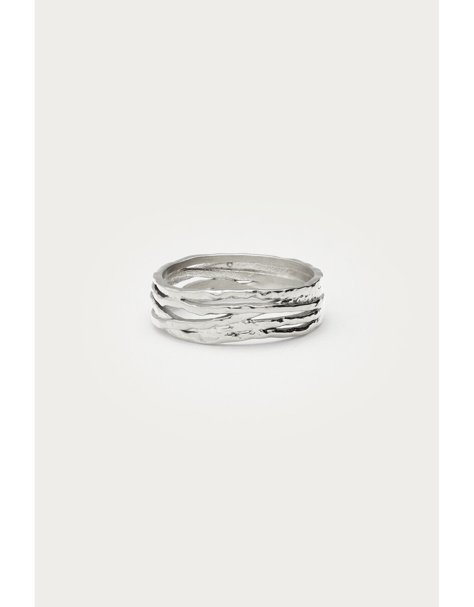 Ring draden hammered zilver