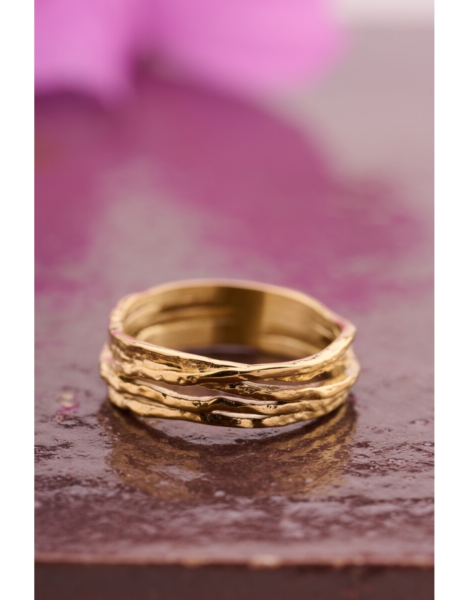 Ring draden hammered