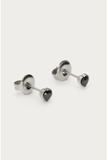 Studs hartje zwart zilver