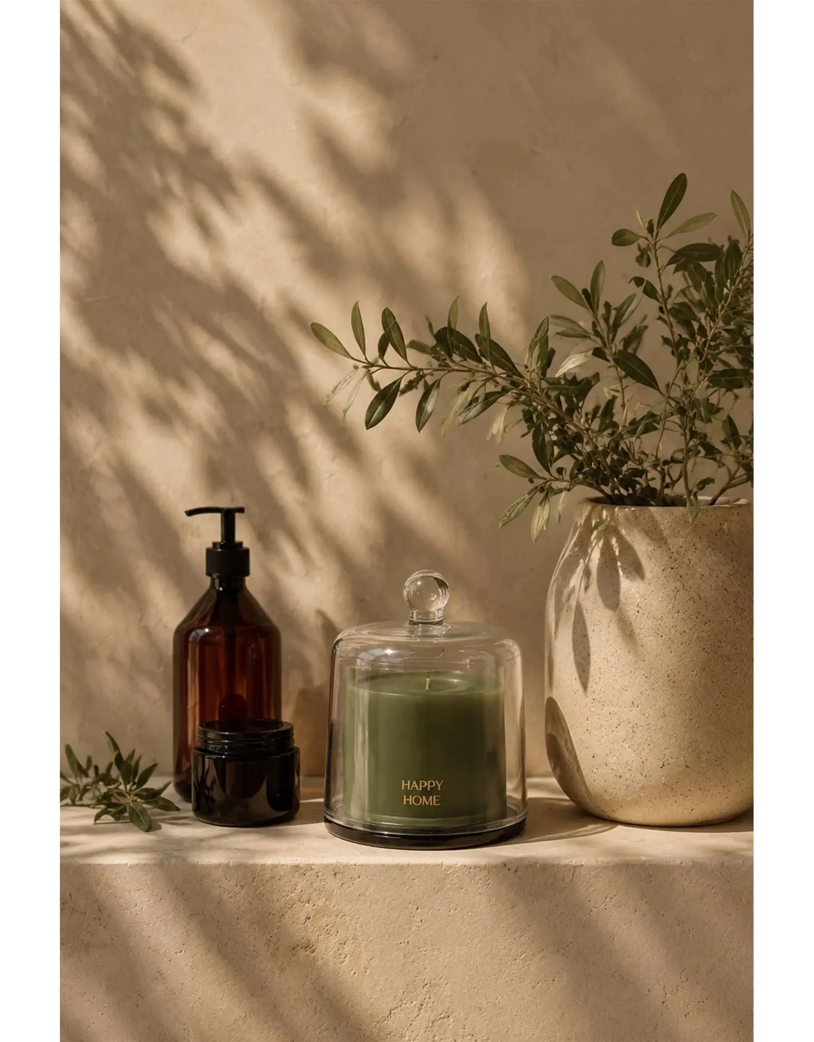 Geurkaars stolp Happy home green