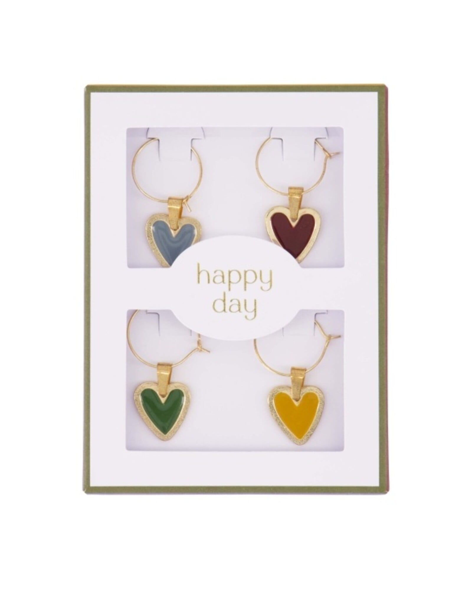 Set 4 wijnglashangers Happy day