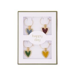 Set 4 wijnglashangers Happy day