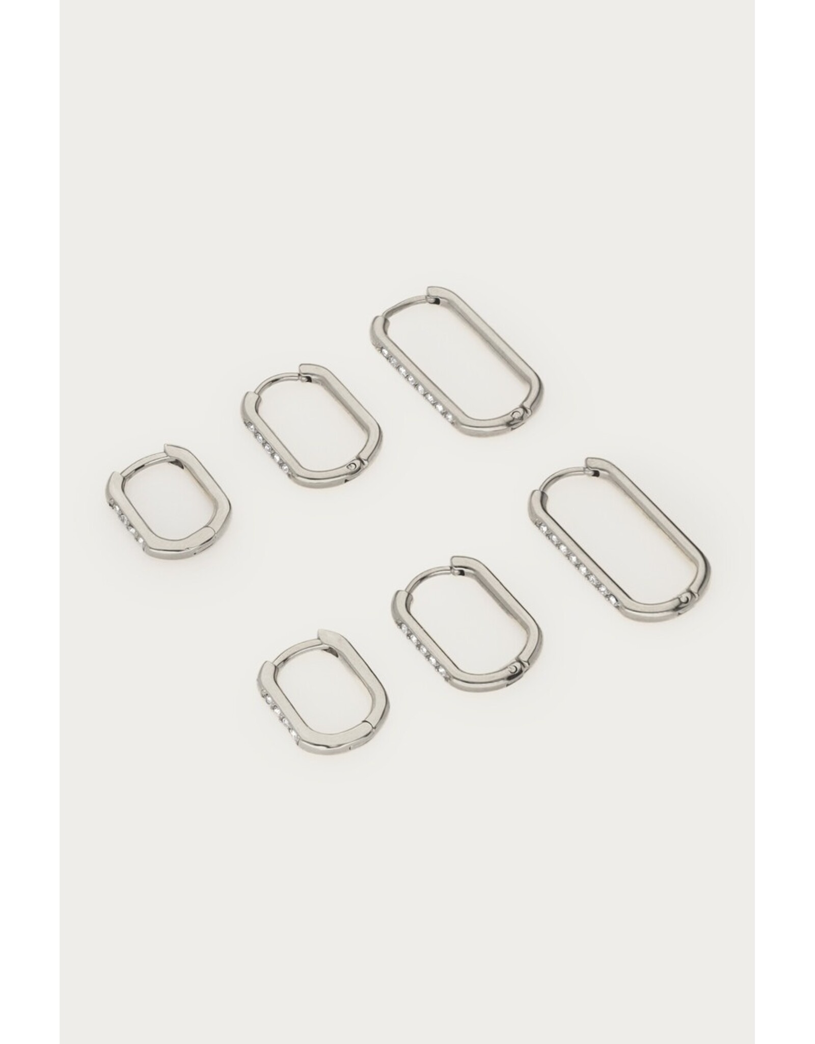 Set oorbellen strass zilver
