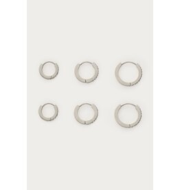 Set oorbellen rond strass zilver