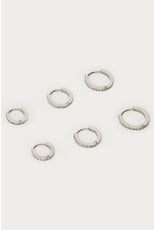Set oorbellen rond strass zilver