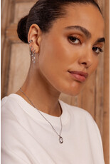 Set 3 oorringen strass parel zilver