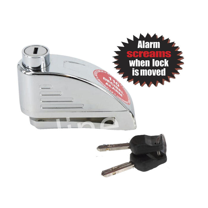 Schijfremslot chroom 7 mm met alarm