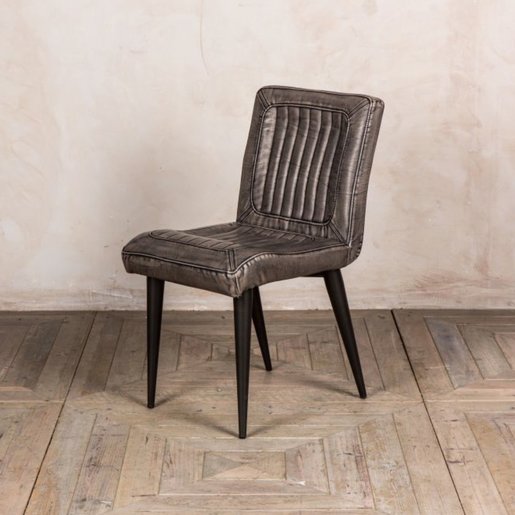 Furniture - UK & Euro Marie Faux Leather Dining Chairs - Grey