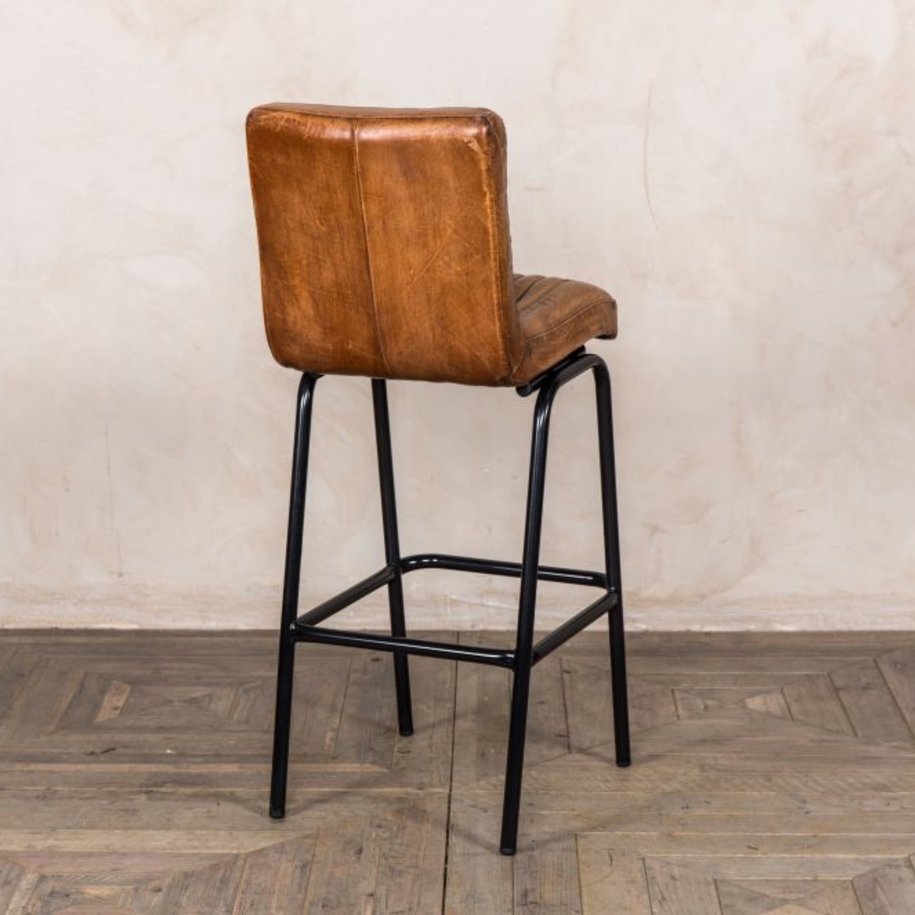 Aston Bar Stool - Tan Distressed Leather