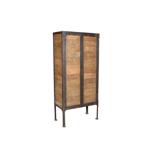 India - Old Furniture Reclaimed teak and iron 'Industrial' style cabinet