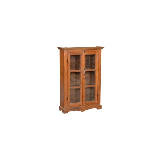 India - Old Furniture Small Glazed Teak Wall Cabinet
