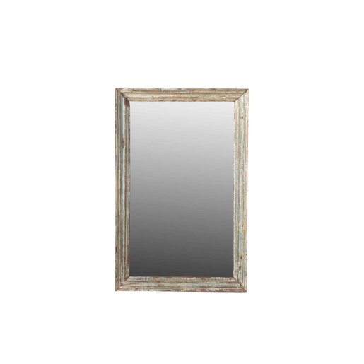India - Old Furniture Teak Mirror with pale green/blue frame