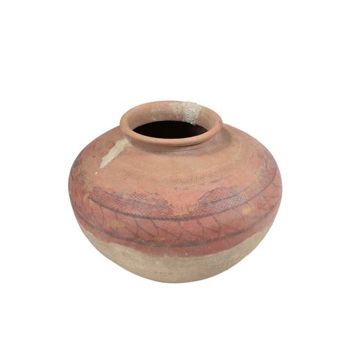 India - Old Furniture Earthenware Clay Pot (Slight Pattern)