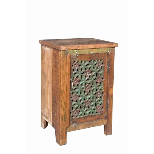 India - Old Furniture Jali Door Bedside Cabinet