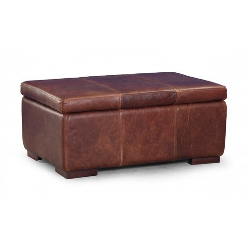 Large Leather Storage Footstool, Big Leather Storage Ottoman