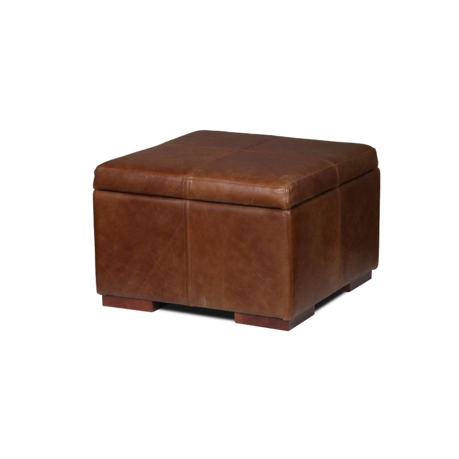 Square Leather Storage Footstool - Trading Boundaries