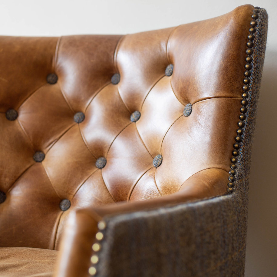 Stanford Leather Chair - Moreland Fabric