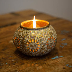 Gold Filigree Candle Holder