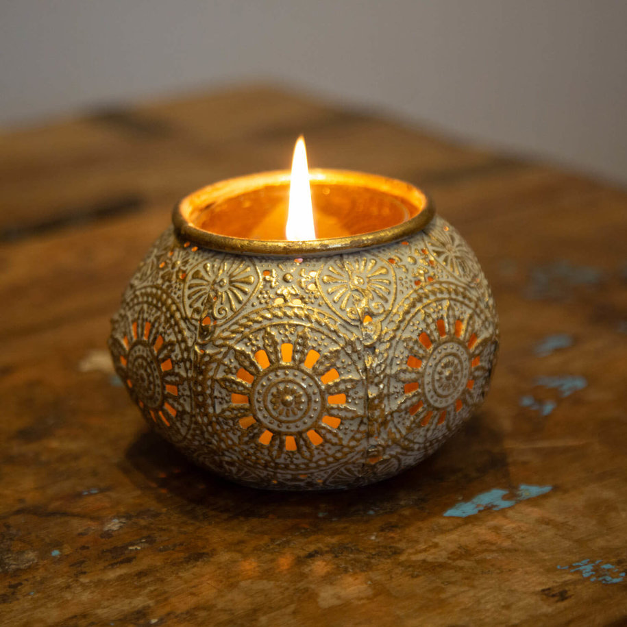 Gold Filigree Candle Holder