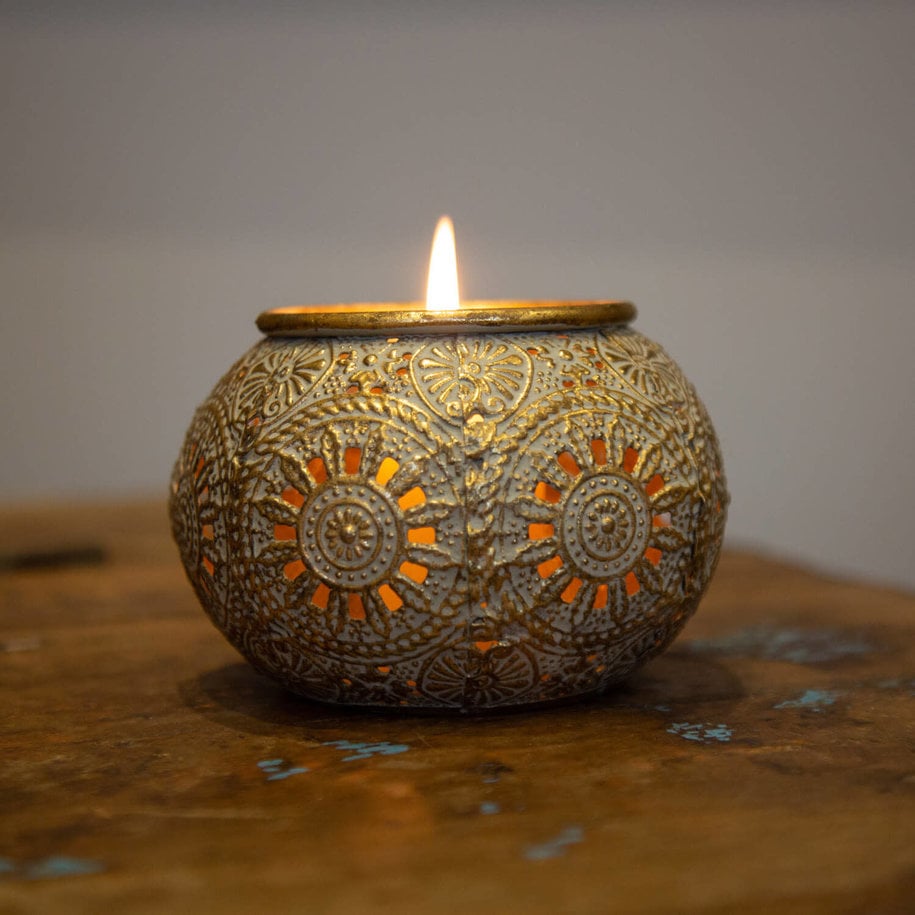 Gold Filigree Candle Holder