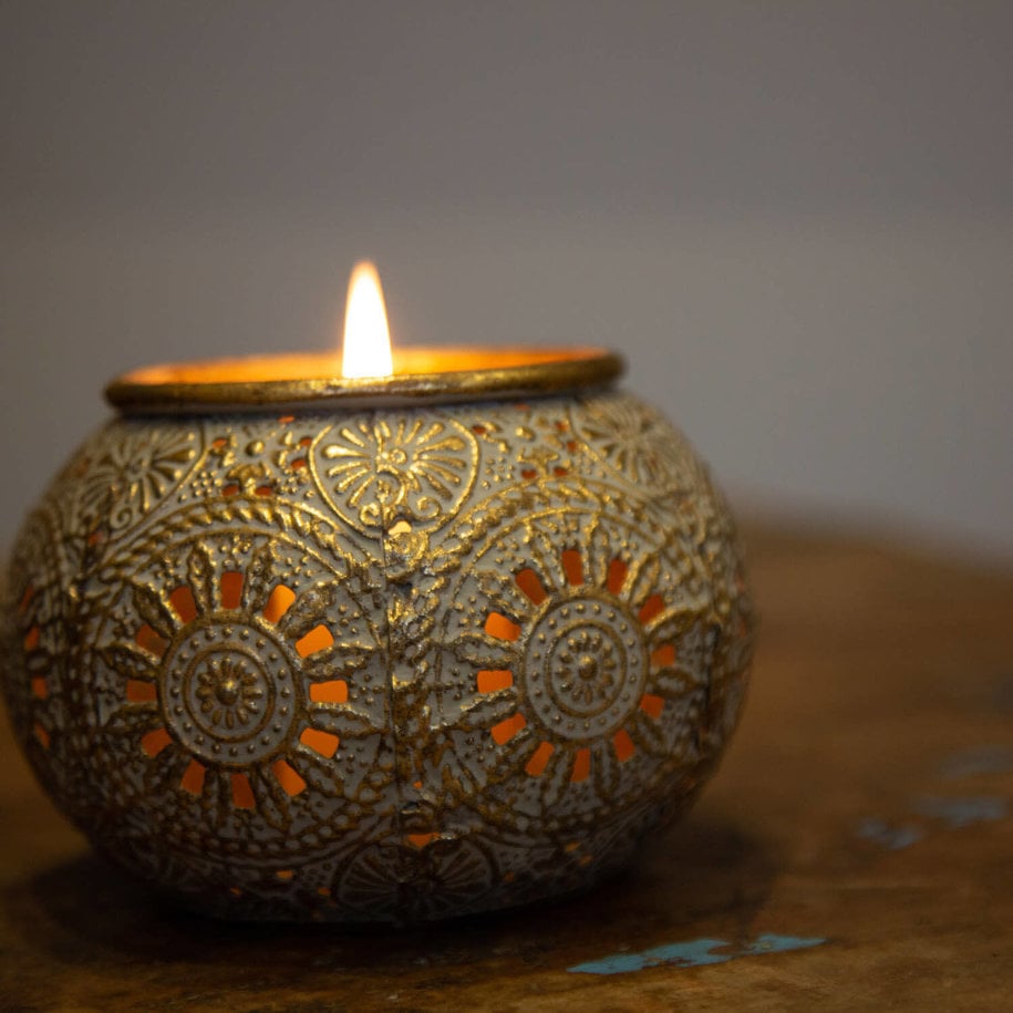 Gold Filigree Candle Holder