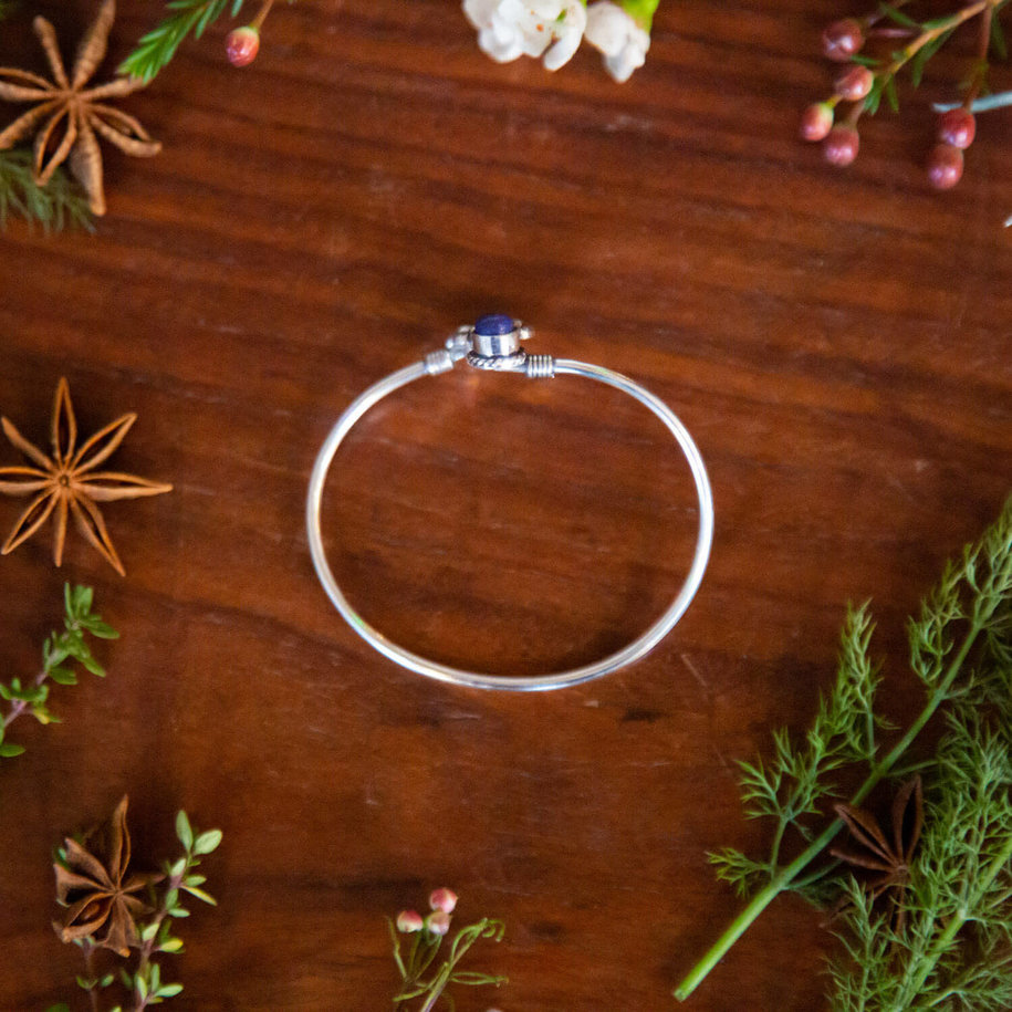 Lotus Flower &  Blue/Purple Stone Bracelet