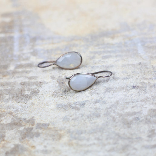 India - Jewellery & Gifts Silver & Moonstone Pear Drop Earrings
