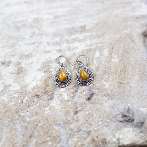 India - Jewellery & Gifts Silver & Tiger's Eye Earrings