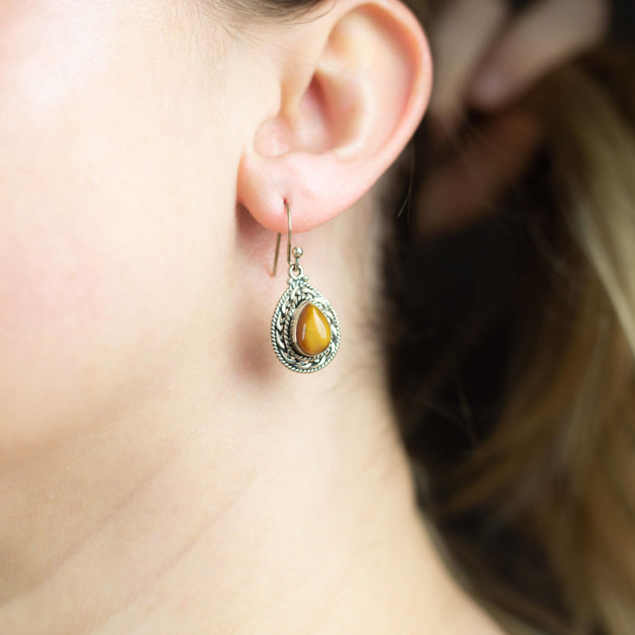 Silver & Tiger's Eye Earrings