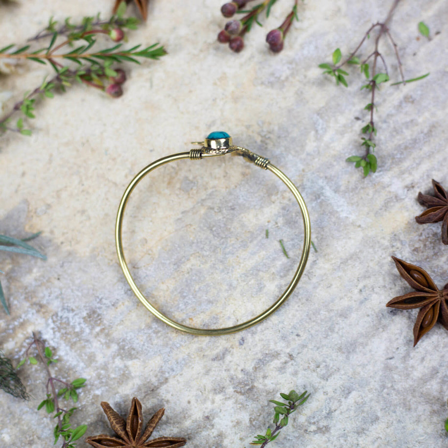Leaf & 'Turquoise' Stone Bracelet