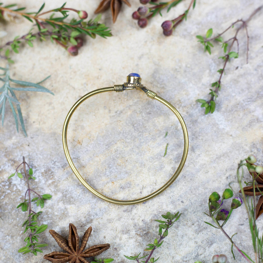 Lotus Leaf & Blue Stone Bracelet