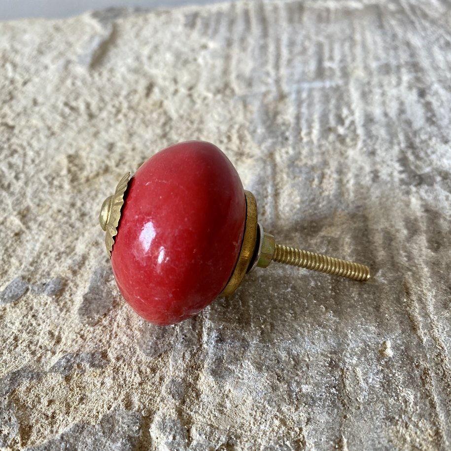 Burnt Red Round Ceramic Knob