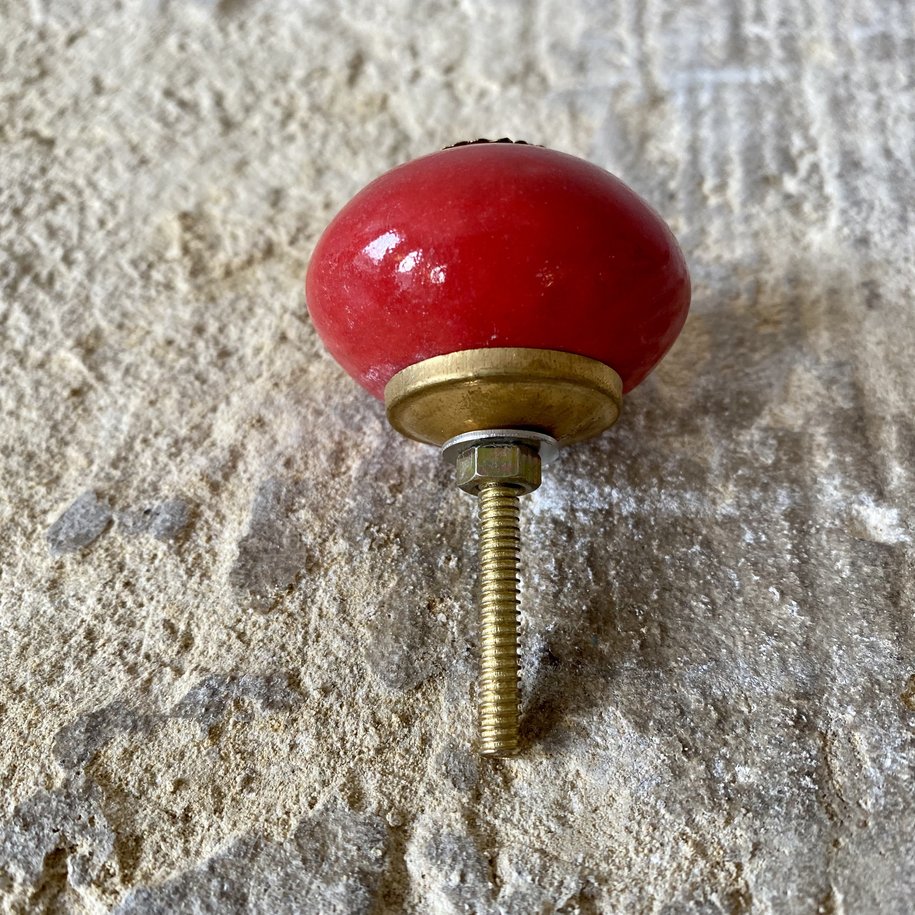 Burnt Red Round Ceramic Knob
