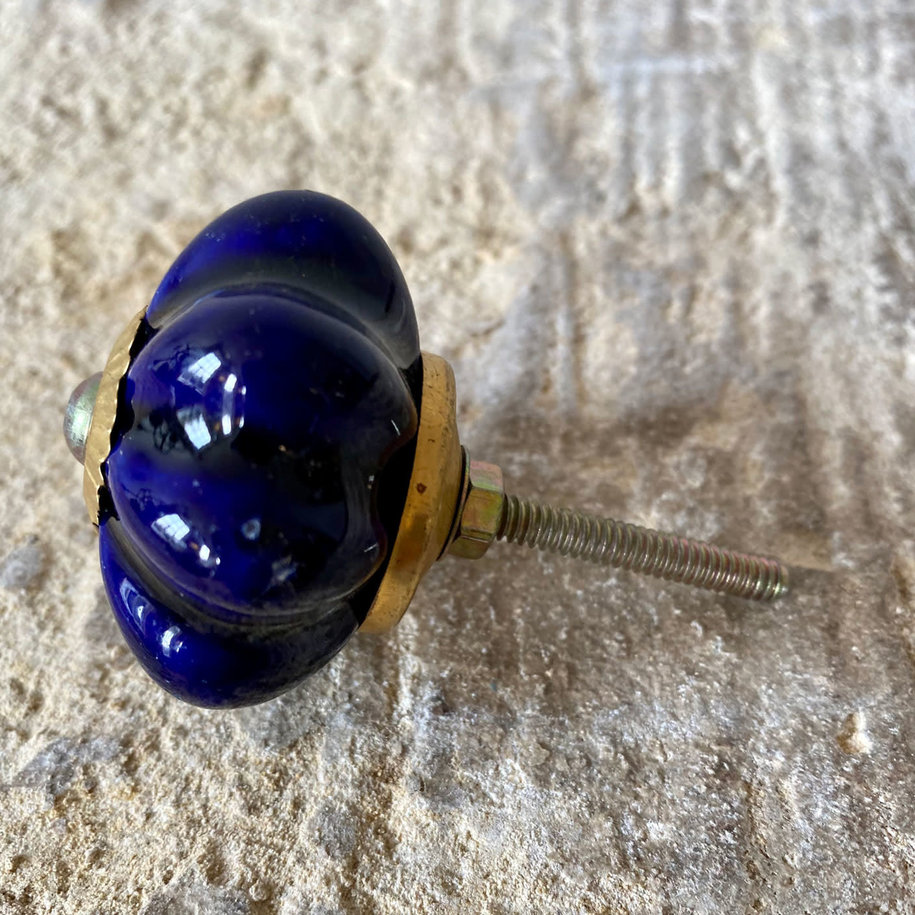 Royal Blue Flower Ceramic Knob