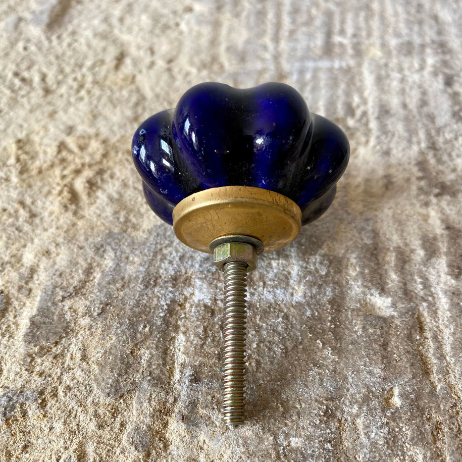 Royal Blue Flower Ceramic Knob