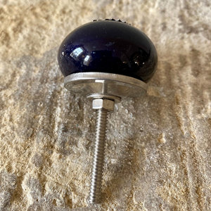 Dark Blue & Silver Round Ceramic Knob