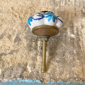 Blue & Gold Flower Ceramic Knob