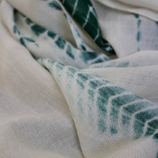 India - Textiles Pure Cashmere Pashmina - Emerald Tie Dye