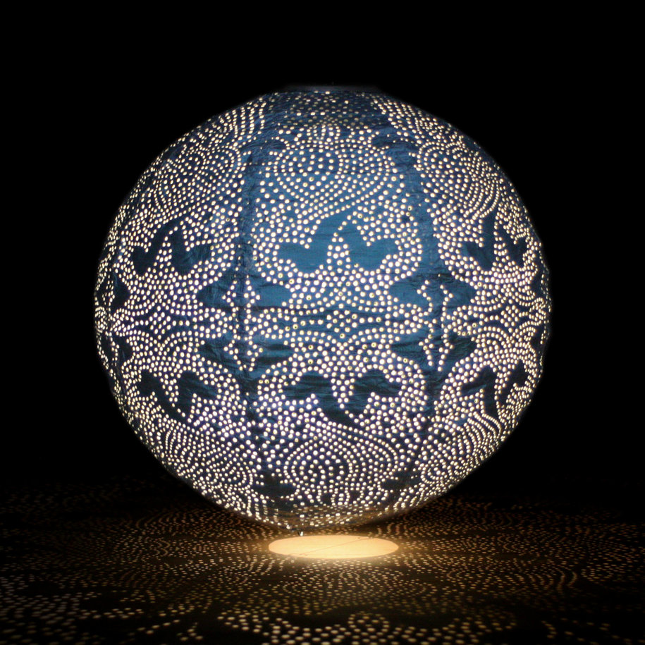 Blue Solar Lantern Globe