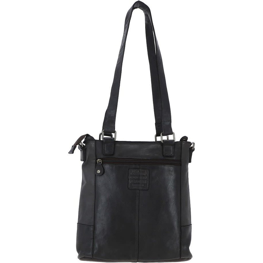 Leather Lattice Handbag Grey ( L)