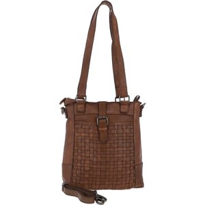 Leather lattice Handbag Taupe  ( L)