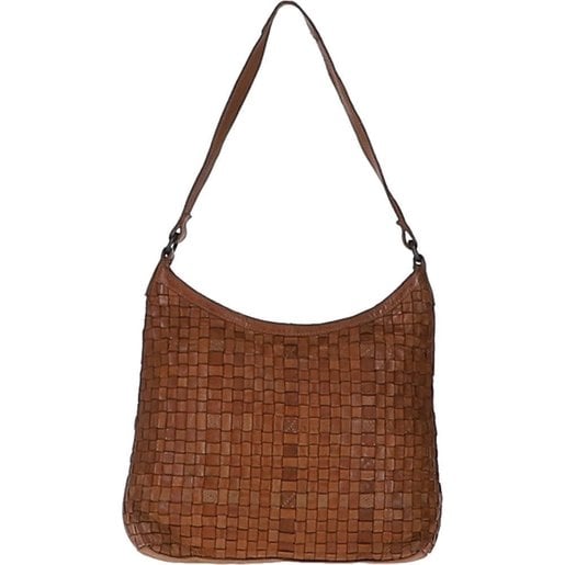 Level 2 Accessories Leather Lattice Shoulder Bag Taupe (L)