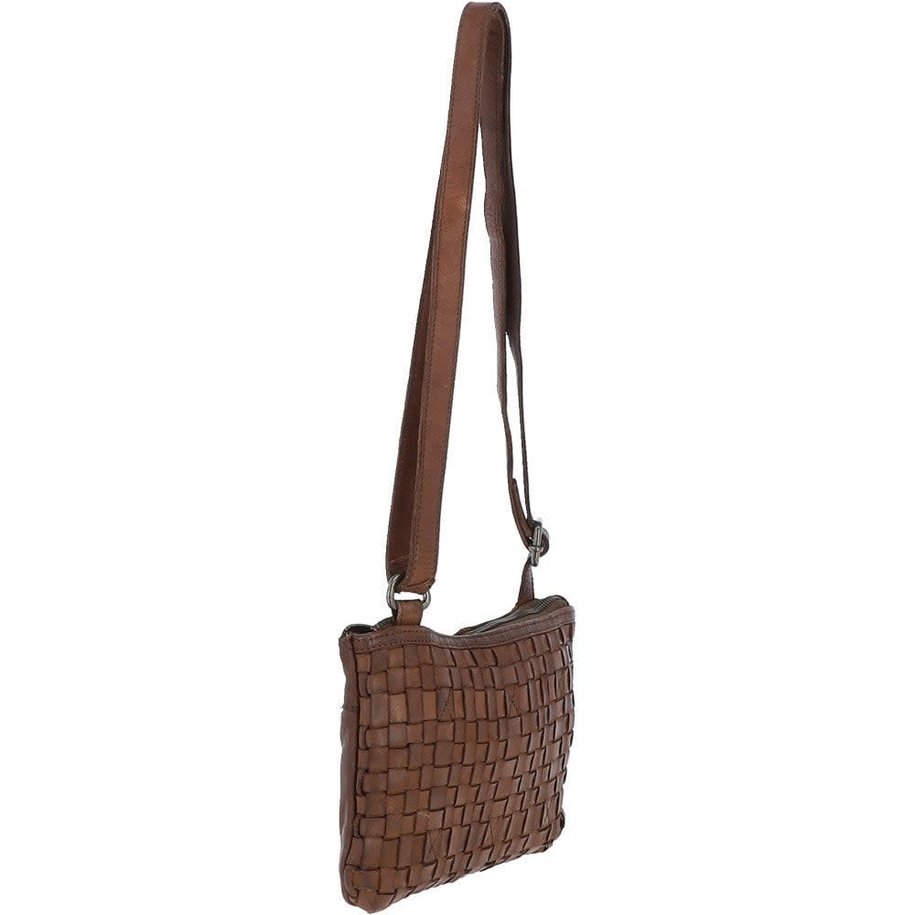 Lattice Leather Handbag  Taupe ( S)