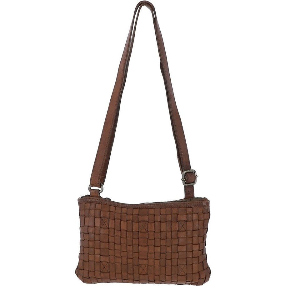 Lattice Leather Handbag  Taupe ( S)