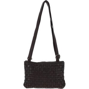 Lattice Leather Handbag  Dark brown ( S)