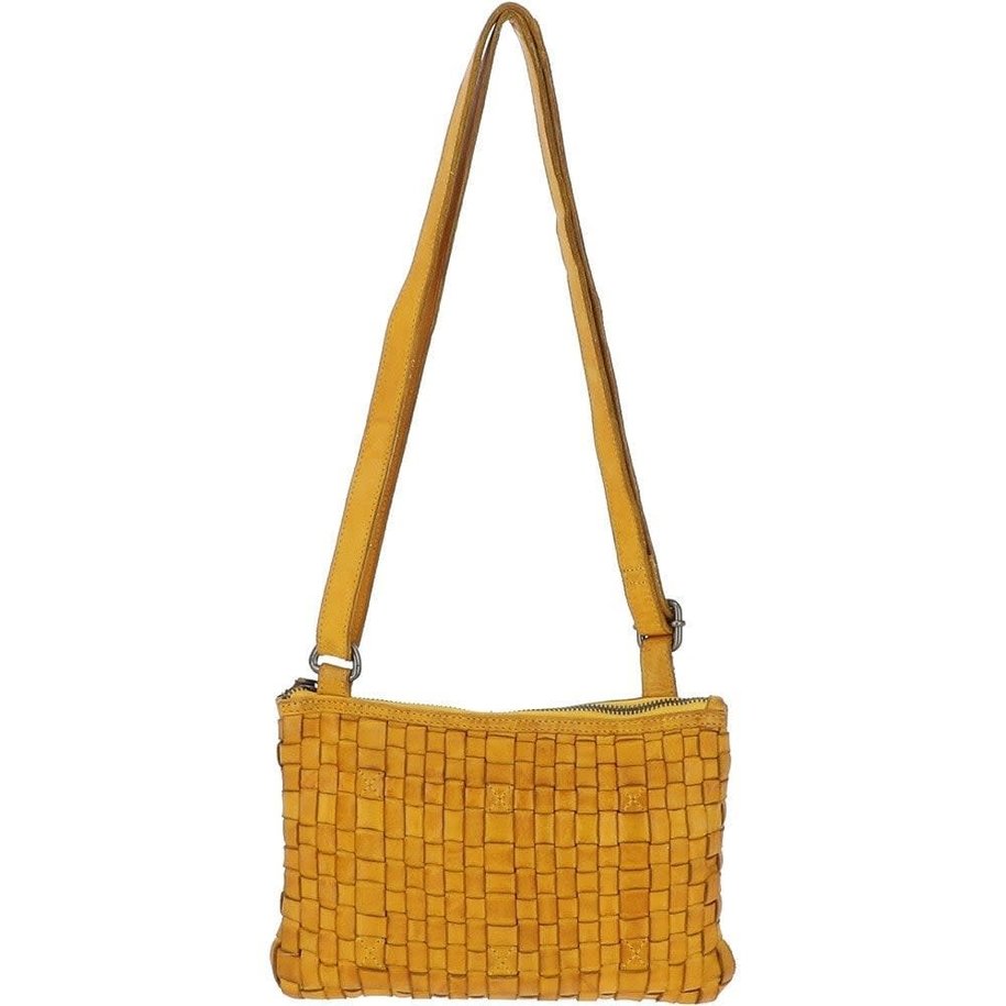 Leather Lattice Handbag  Yellow ( S)