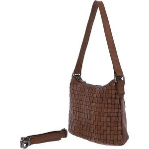 Leather Lattice Handbag Taupe ( M)